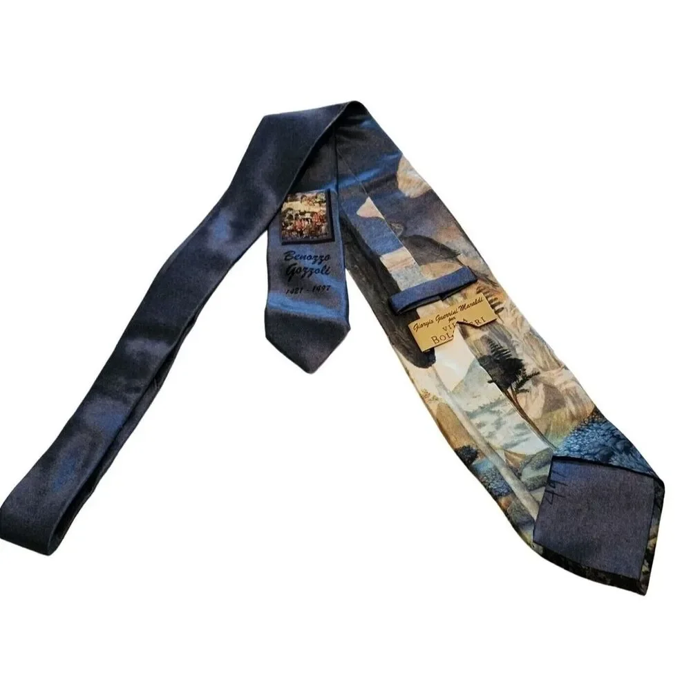 #6389 Giorgo Guerrini Maraldi Vintage Men's Necktie Blue print 58 in x 4 in
